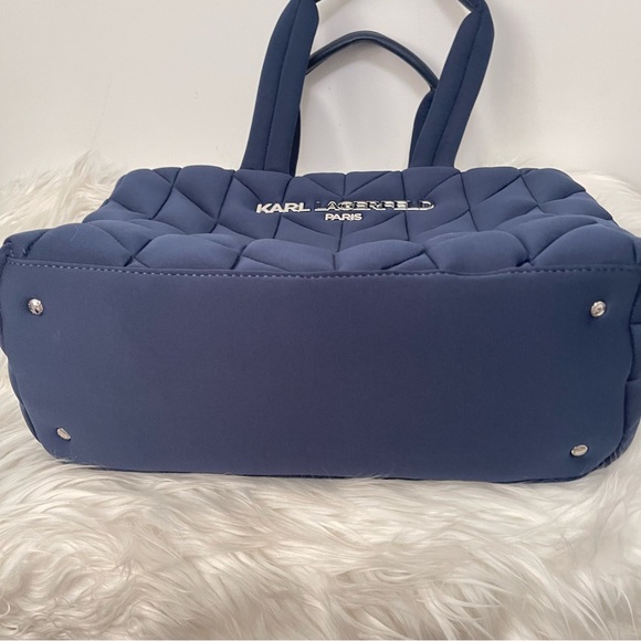 KARL LAGERFELD Quilted XL Tote Bag Purse NAVY BLUE Lovely ❤️ New With Tags. - Picture 8 of 8
